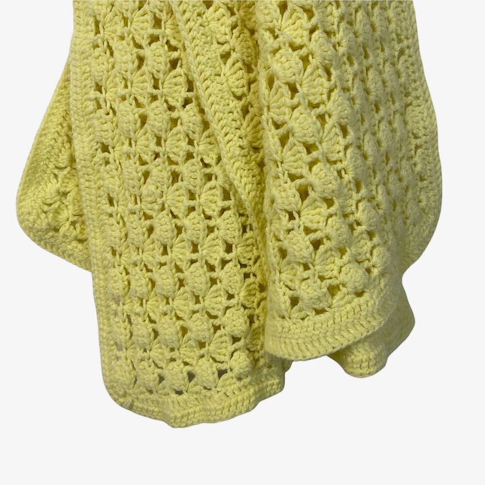 Yellow Baby Blanket Lap Blanket Handmade Crochet Knit